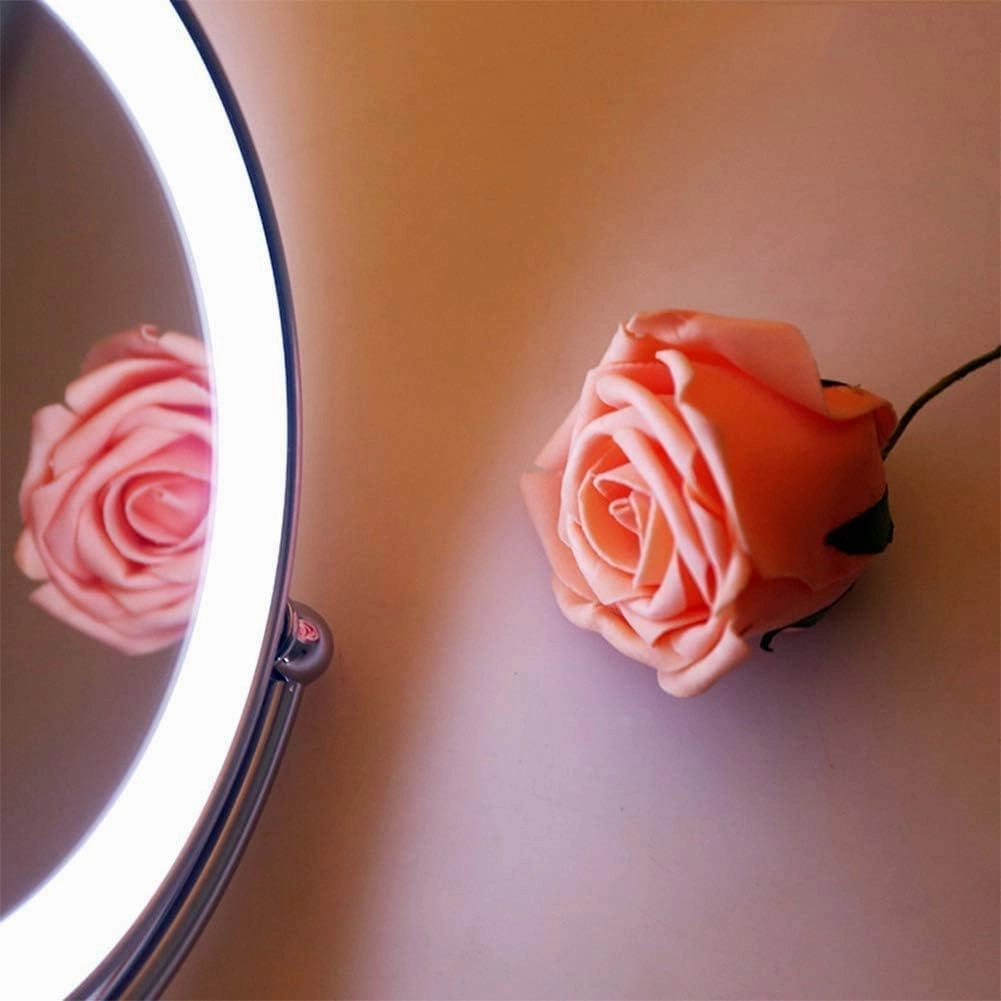 Makeup Wall Mounted with Led Lights, Rotating Perfect for Bedroom Dressing Table Or Bathroom Vanity(Zirconium Gold,7X)