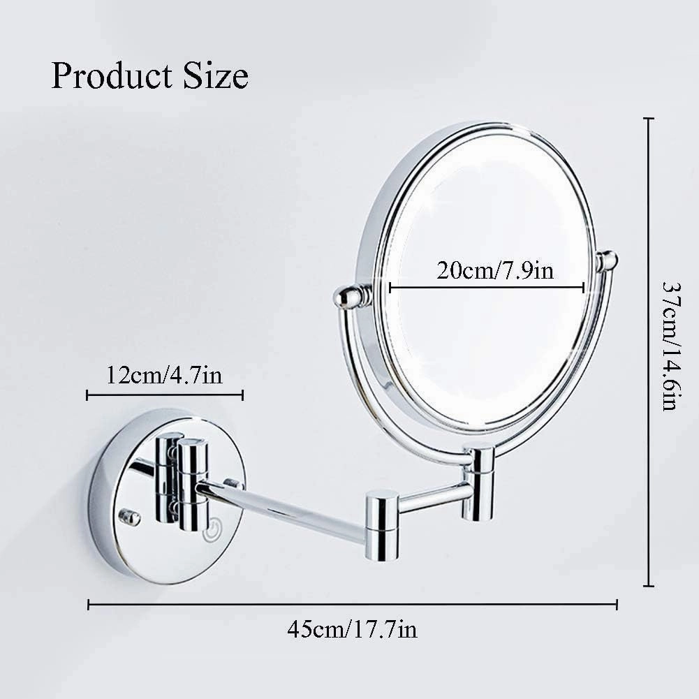 Makeup Wall Mounted with Led Lights, Rotating Perfect for Bedroom Dressing Table Or Bathroom Vanity(Zirconium Gold,7X)