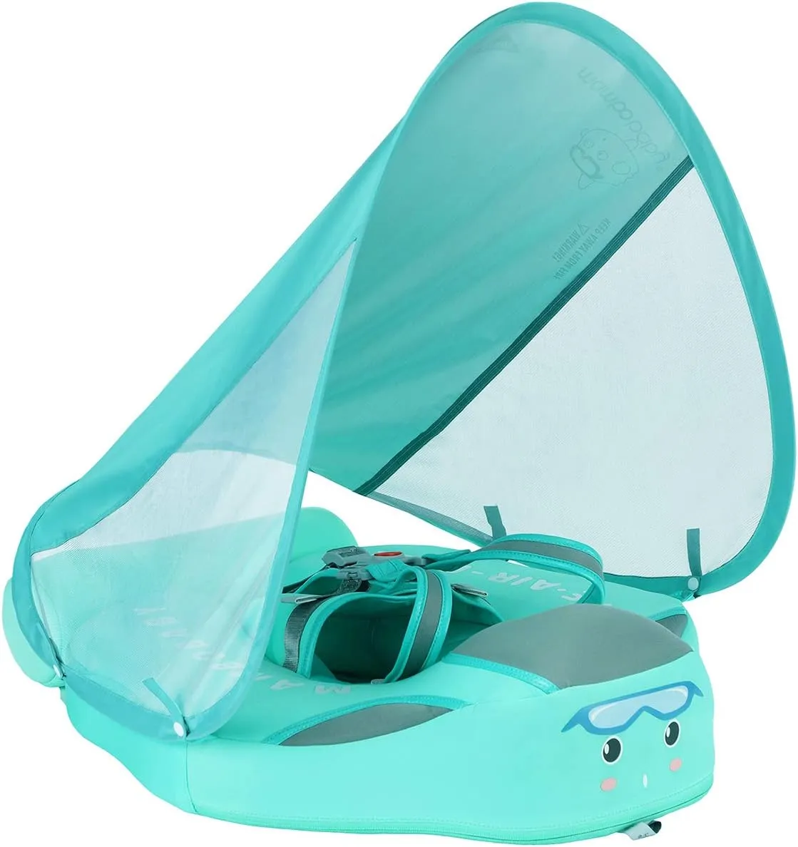 Mambobaby Float Add Tail No Flip Over Non-Inflatable Baby Swim Float Pearl Foam Solid Water Floats Smart Swim Trainer Infant Pool Float Swim Ring with Sun Canopy