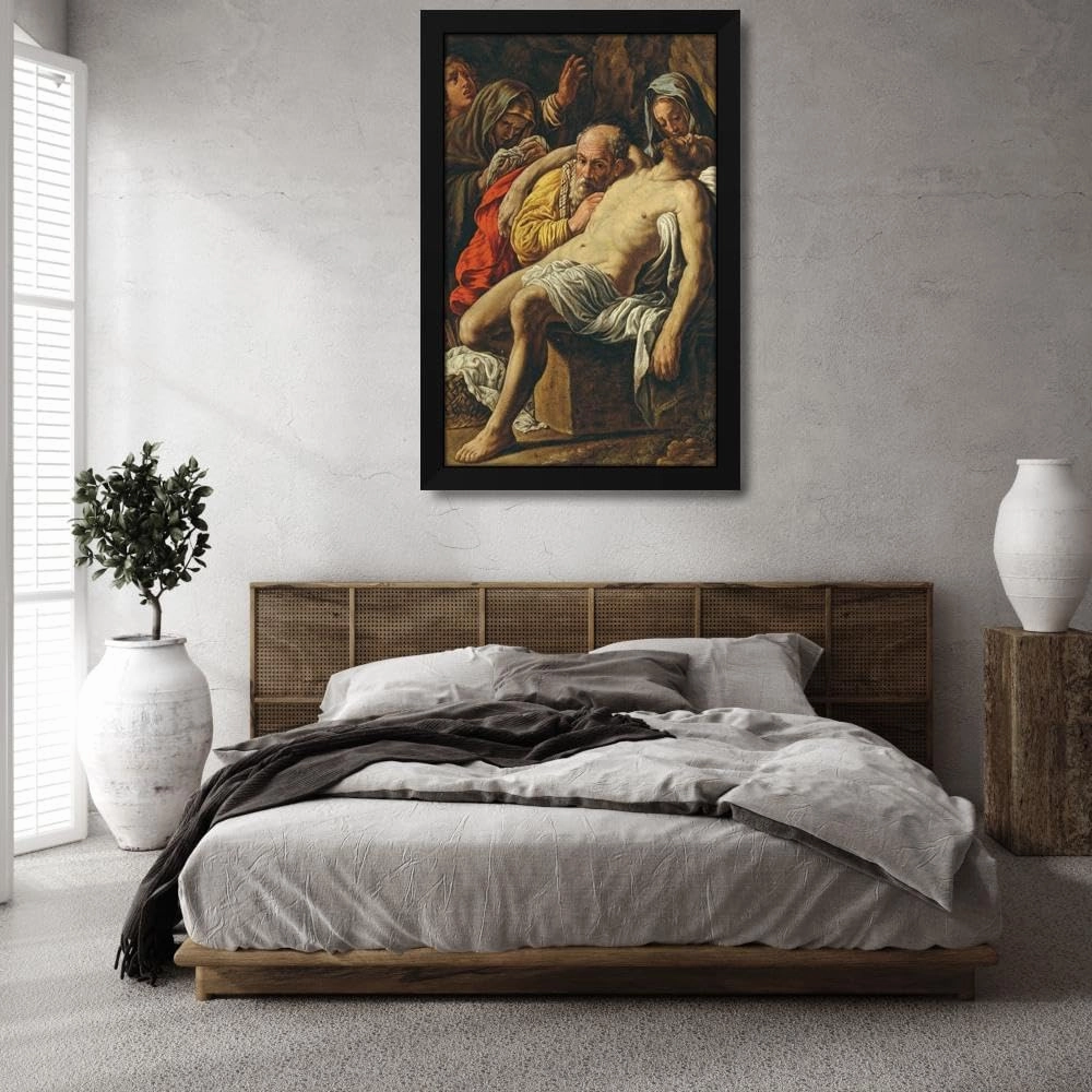 Marcantonio Bassetti 27x40 Extra Large Black Modern Framed Art Print Titled: The Lamentation