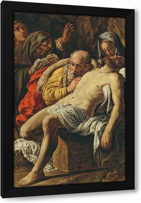 Marcantonio Bassetti 27x40 Extra Large Black Modern Framed Art Print Titled: The Lamentation