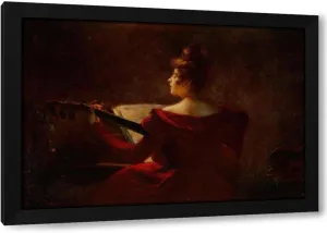 Marguerite Godin 48x33 Huge Black Modern Framed Art Print Titled: The Guitar Play (1900)