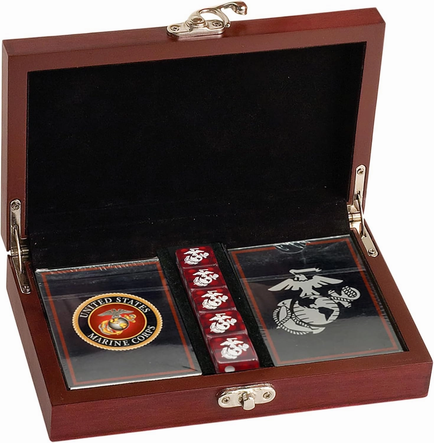 Marine Corps Gift Set | Playing Cards with USMC Dice | Officially Licensed Deck & EGA Dice | Great Gift for Marines | USMC Card & Dice Set