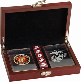 Marine Corps Gift Set | Playing Cards with USMC Dice | Officially Licensed Deck & EGA Dice | Great Gift for Marines | USMC Card & Dice Set