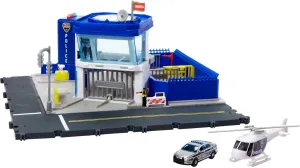 Matchbox Toy Cars Playset, Action Drivers Police Station Dispatch with Helicopter & Ford Police Car in 1:64 Scale with Lights & Sounds
