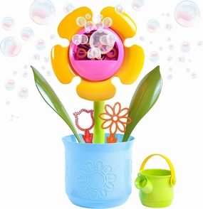 Maxx Bubbles 14" Flower Pot Includes 4oz Bubble Solution, 4 Wands and Watering Can, Botanical Collection, Outdoor Bubble Machine Maker, Great Gift and Decoration for Birthday, Bridal and Shower
