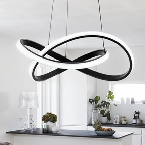 MAYNA Modern LED Pendant Light Fixture, Contemporary LED Chandelier with Irregular Ring Lights, Adjustable Modern Chandeliers for Dining Room Kitchen Entryway Living Room Bedroom, 6000K Daylight