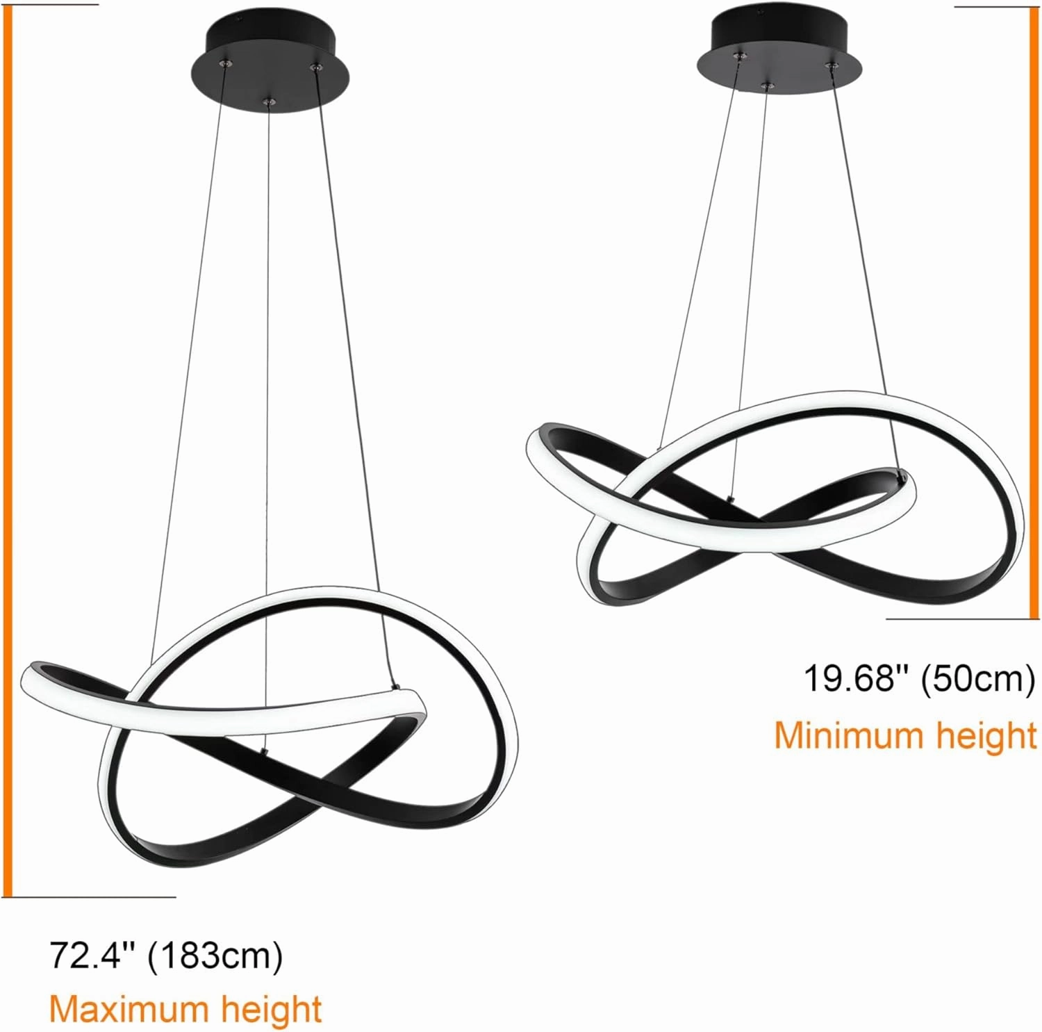 MAYNA Modern LED Pendant Light Fixture, Contemporary LED Chandelier with Irregular Ring Lights, Adjustable Modern Chandeliers for Dining Room Kitchen Entryway Living Room Bedroom, 6000K Daylight