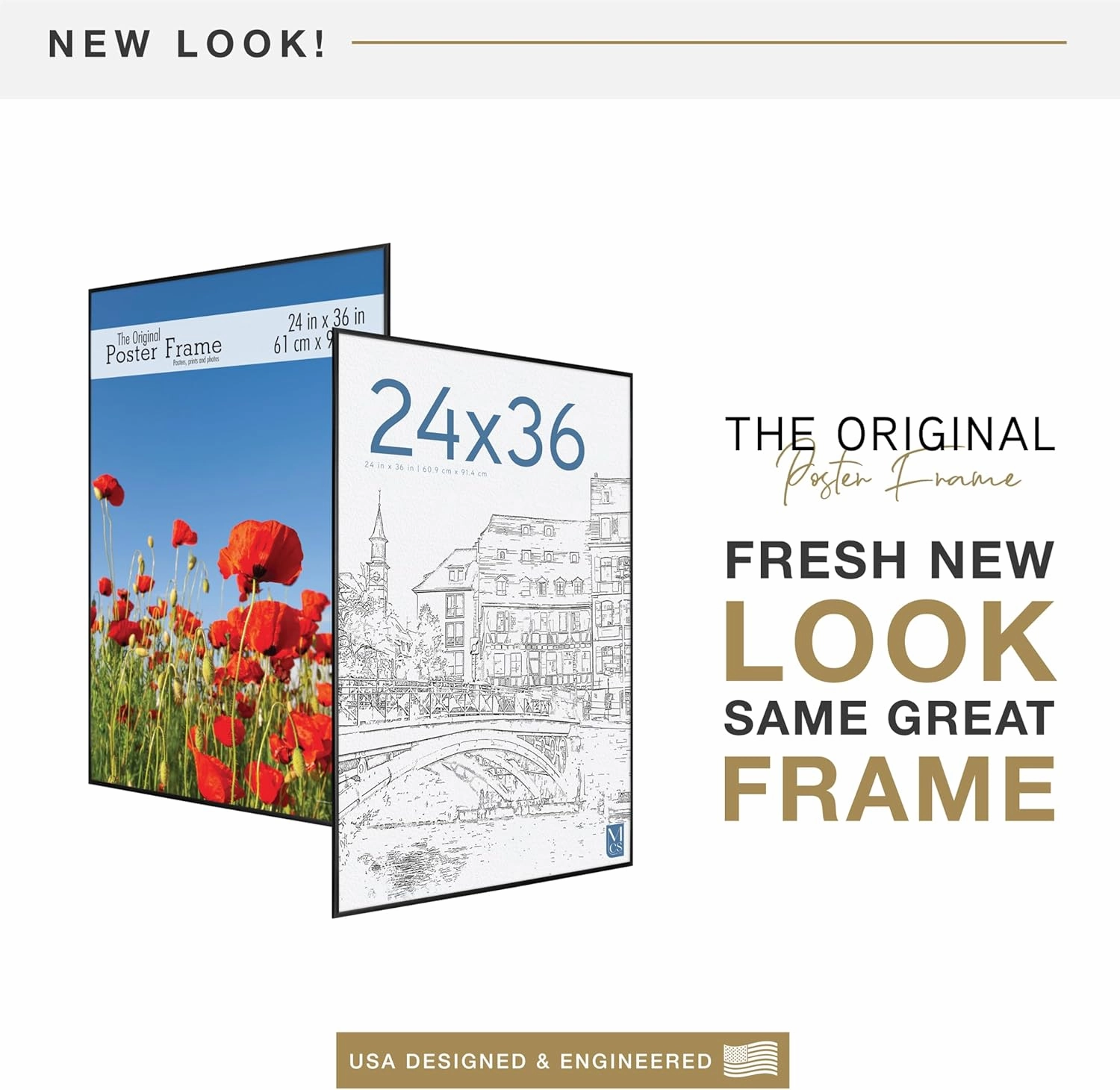 MCS Original Poster Frame 24x36 Black Lightweight Vertical & Horizontal Wall Hanging Large Picture Frame for Posters, Art Prints & Gallery Wall (6-Pack)