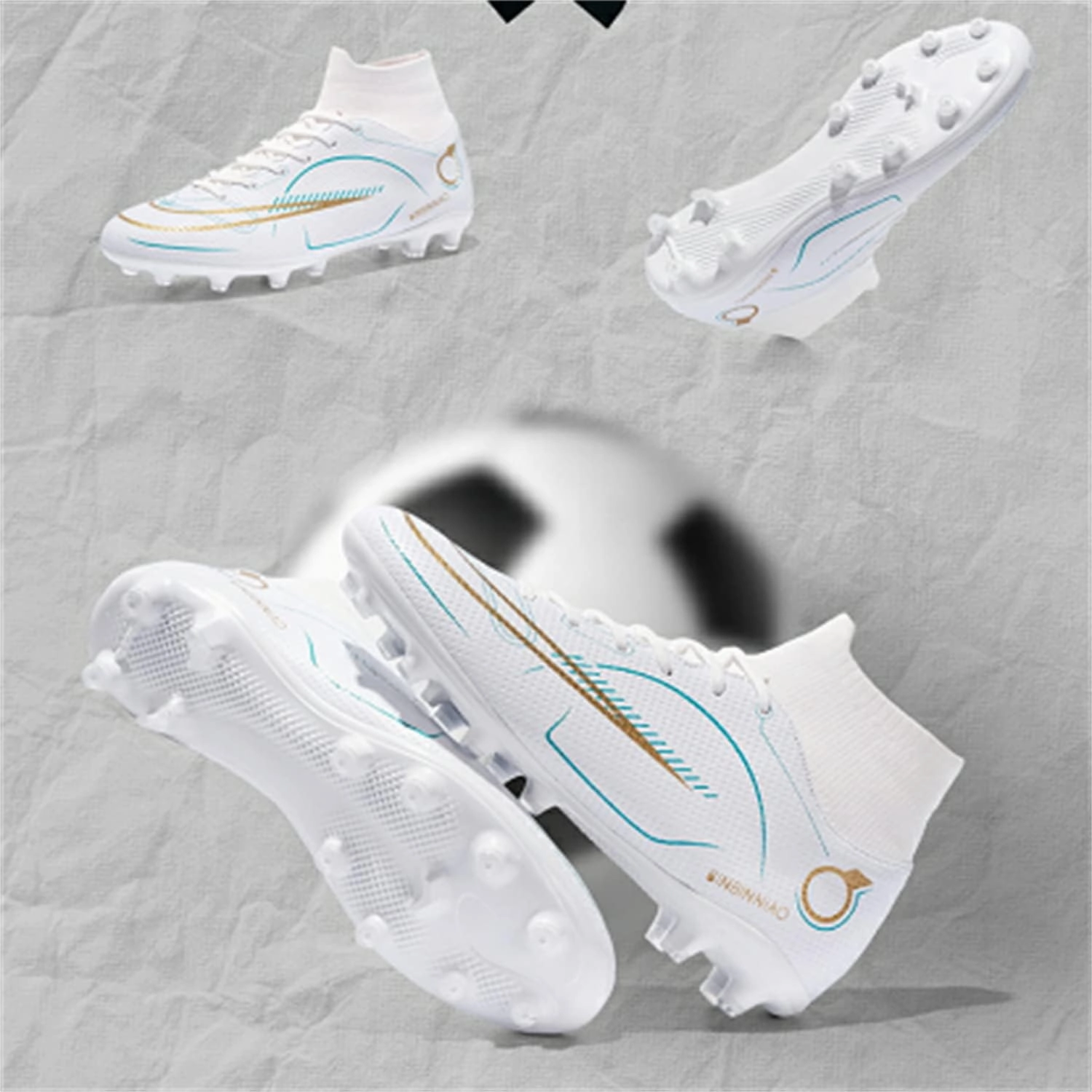 MDPCX Athletic Sports Football Shoes Men's Outdoor Football Shoes Track and Field Lawn World Team Running Sports Shoes Lightweight Breathable Non-Slip Shock-Absorbing Long Spikes Short Spikes