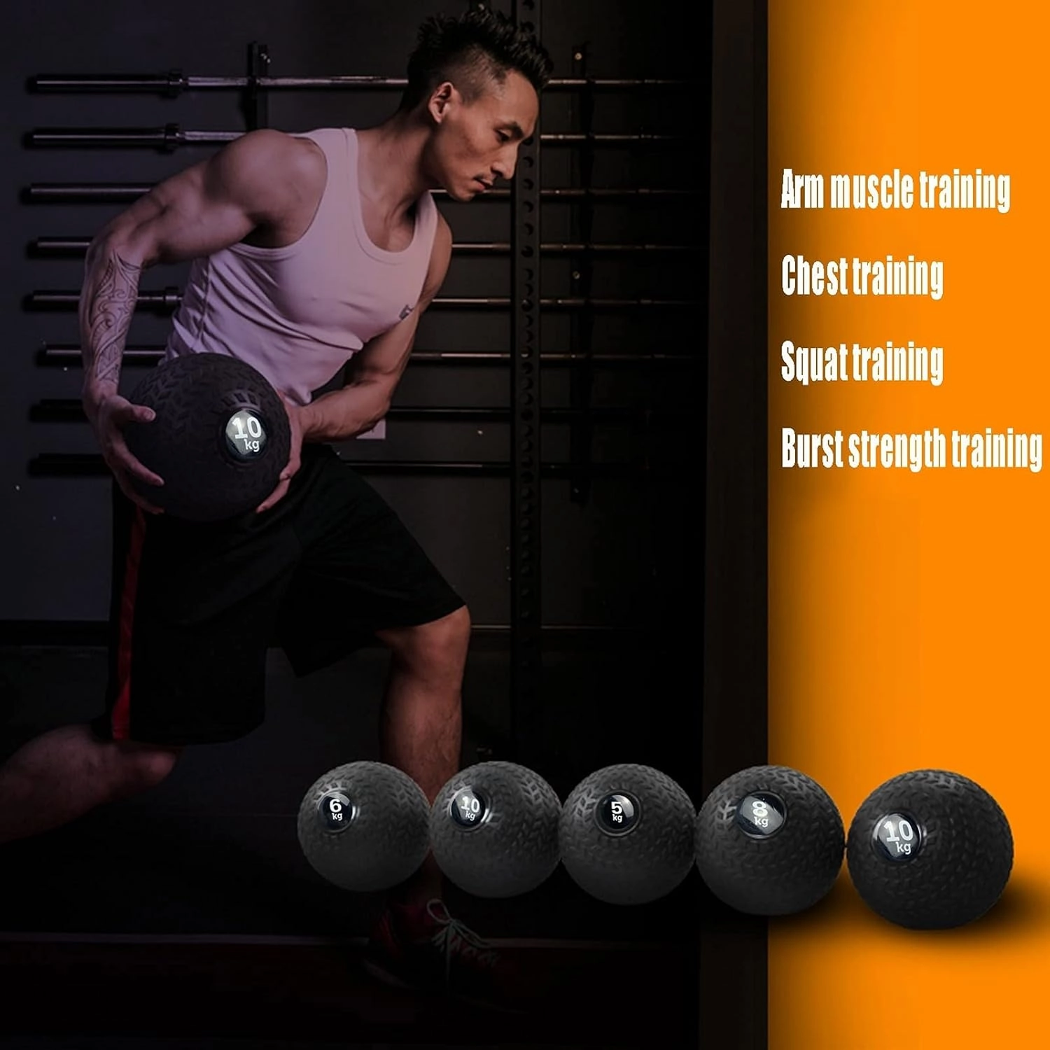 Medicine Ball Medicine Ball Slam Ball, Man Woman Core Strength Training Throwing Training Ball, Textured Black Low-Stretch Fitness Ball (Size : 25kg/55.1lb)