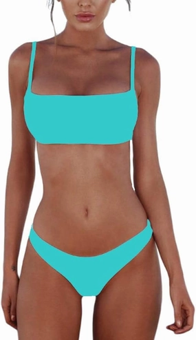 meioro Bikini Set Swimsuits for Women Low Waisted Two Piece Swimwear with Brazilian Push up Top Cheeky Bottom Bathing Suits
