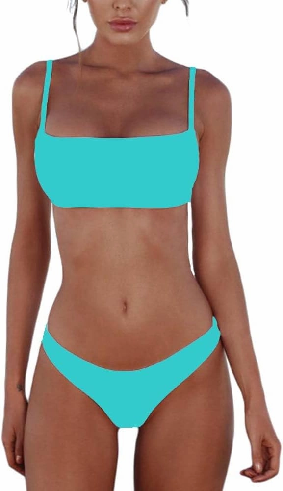 meioro Bikini Set Swimsuits for Women Low Waisted Two Piece Swimwear with Brazilian Push up Top Cheeky Bottom Bathing Suits