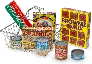 Melissa & Doug Grocery Basket - Pretend Play Toy With Heavy Gauge Steel Construction