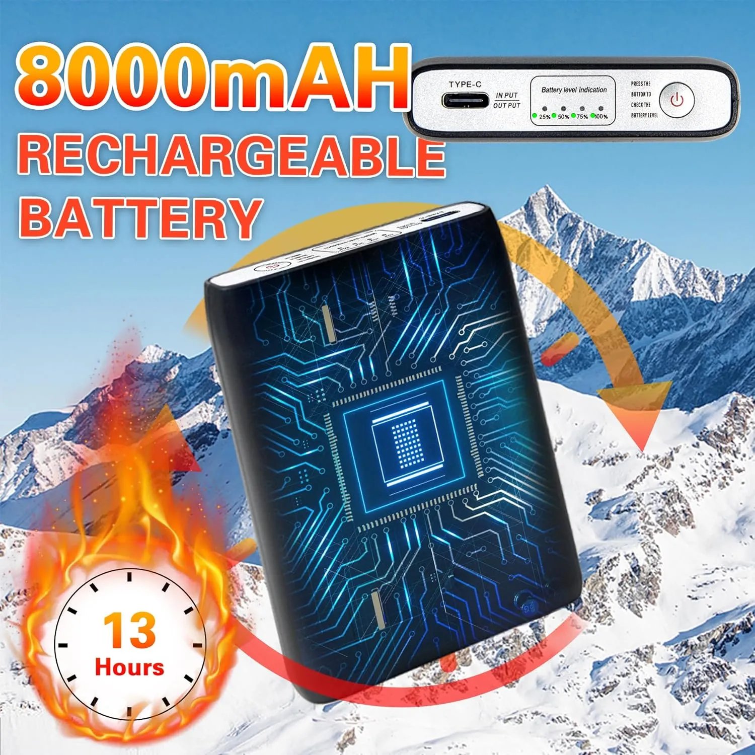 MENOLY 8000 mAh Rechargeable Heated Socks for Men Women-App Control Electric Socks, Warming Battery Powered Heating Socks for Hunting Ski Hiking Camping Motorcycle Cold Winter Outdoor-Battery Included