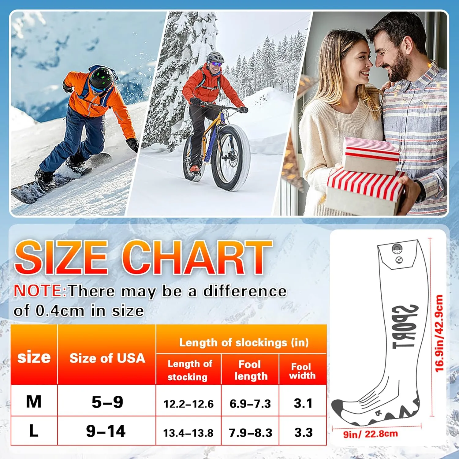 MENOLY 8000 mAh Rechargeable Heated Socks for Men Women-App Control Electric Socks, Warming Battery Powered Heating Socks for Hunting Ski Hiking Camping Motorcycle Cold Winter Outdoor-Battery Included