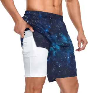 Men's 2 in 1 Workout Running Shorts, Gym Athletic Shorts for Men Lightweight Training with Pockets and Towel Loop