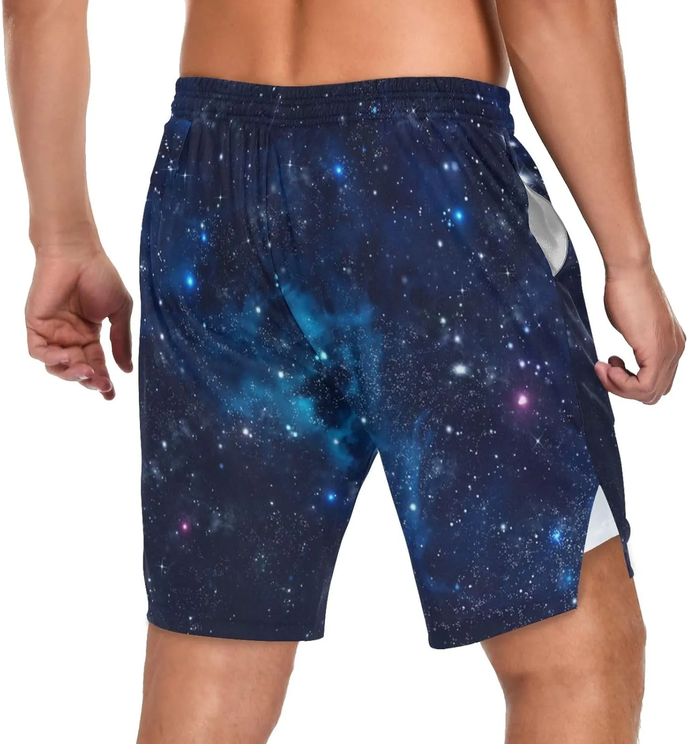 Men's 2 in 1 Workout Running Shorts, Gym Athletic Shorts for Men Lightweight Training with Pockets and Towel Loop