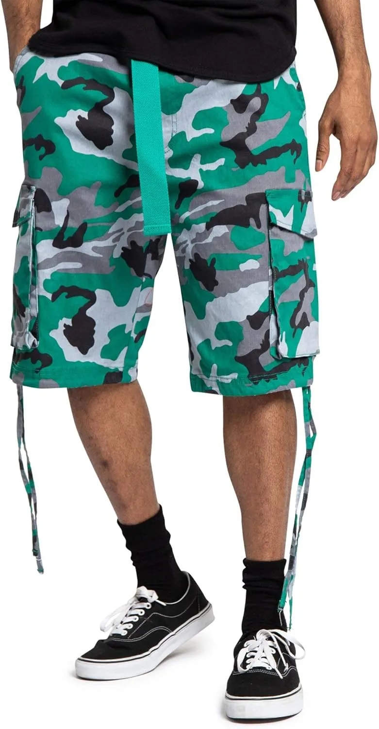 Men's Belted Ripstop Twill Camo Cargo Short