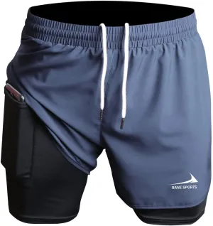 Men's Running Shorts 2 in 1 Short Gym Athletic Outdoor Jogging Workout Training Shorts
