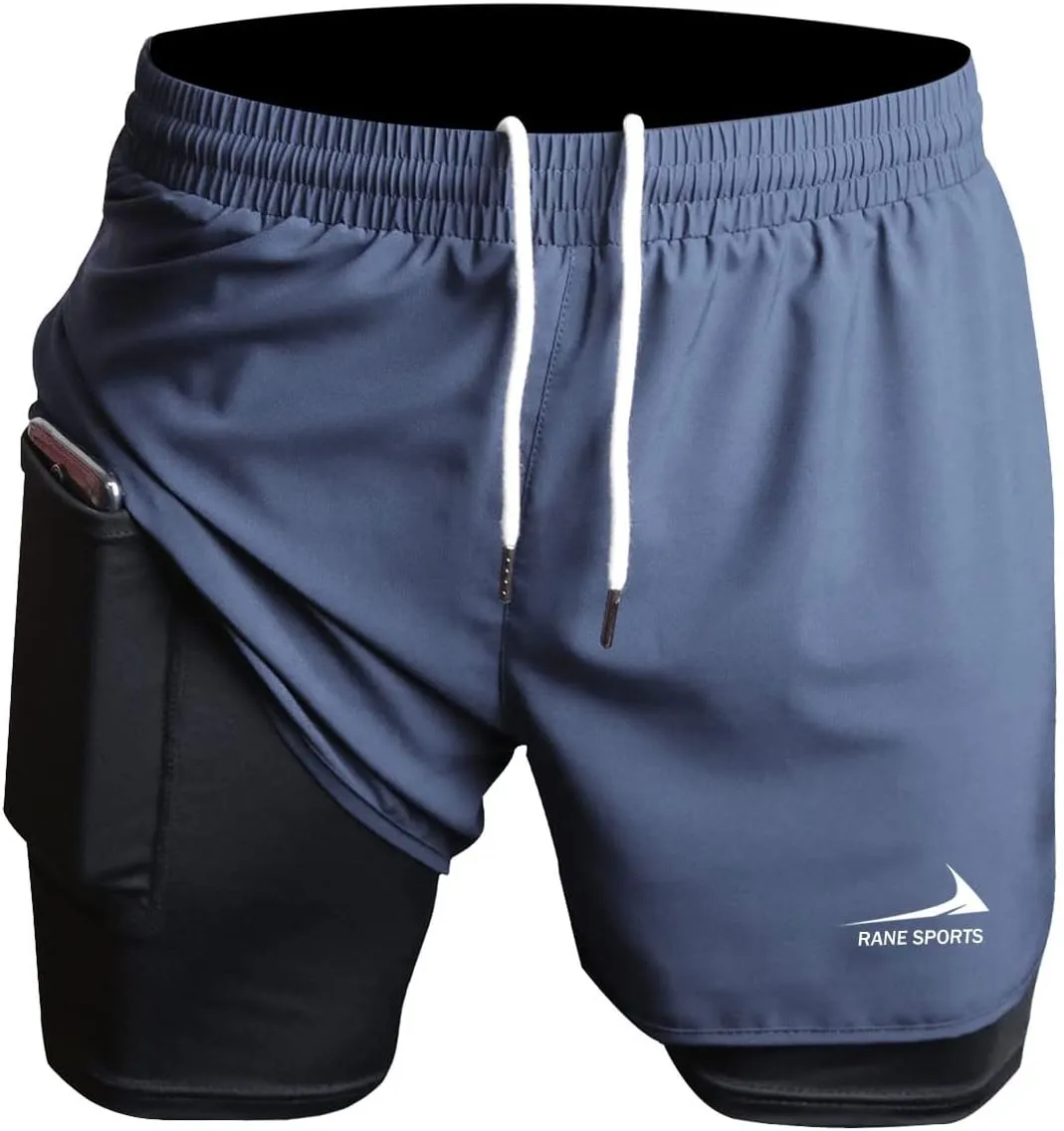 Men's Running Shorts 2 in 1 Short Gym Athletic Outdoor Jogging Workout Training Shorts