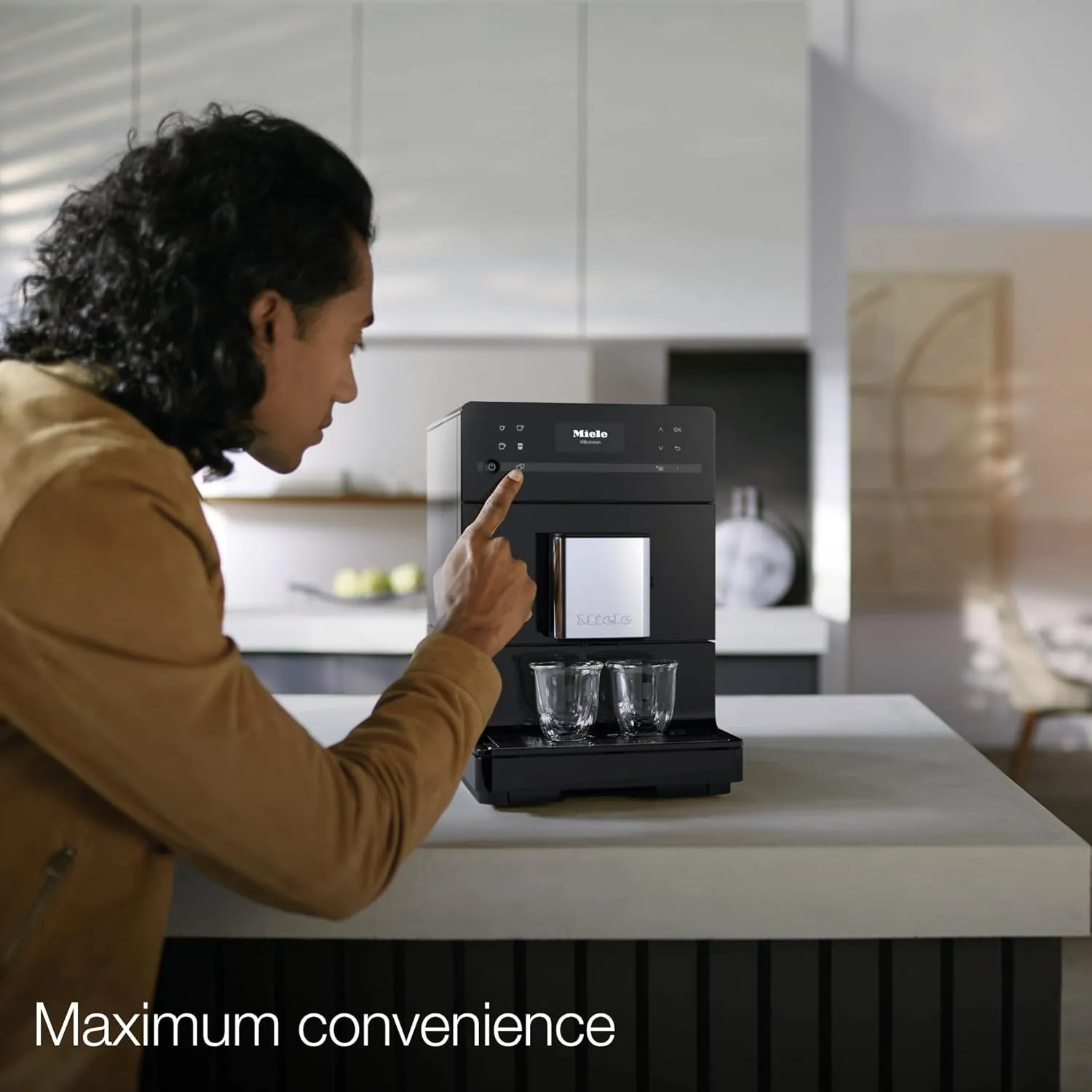 Miele CM 5310 Silence Automatic Coffee Maker - With OneTouch for Two, AromaticSystem, coffee pot, cleaning programs and more, in Obsidian Black