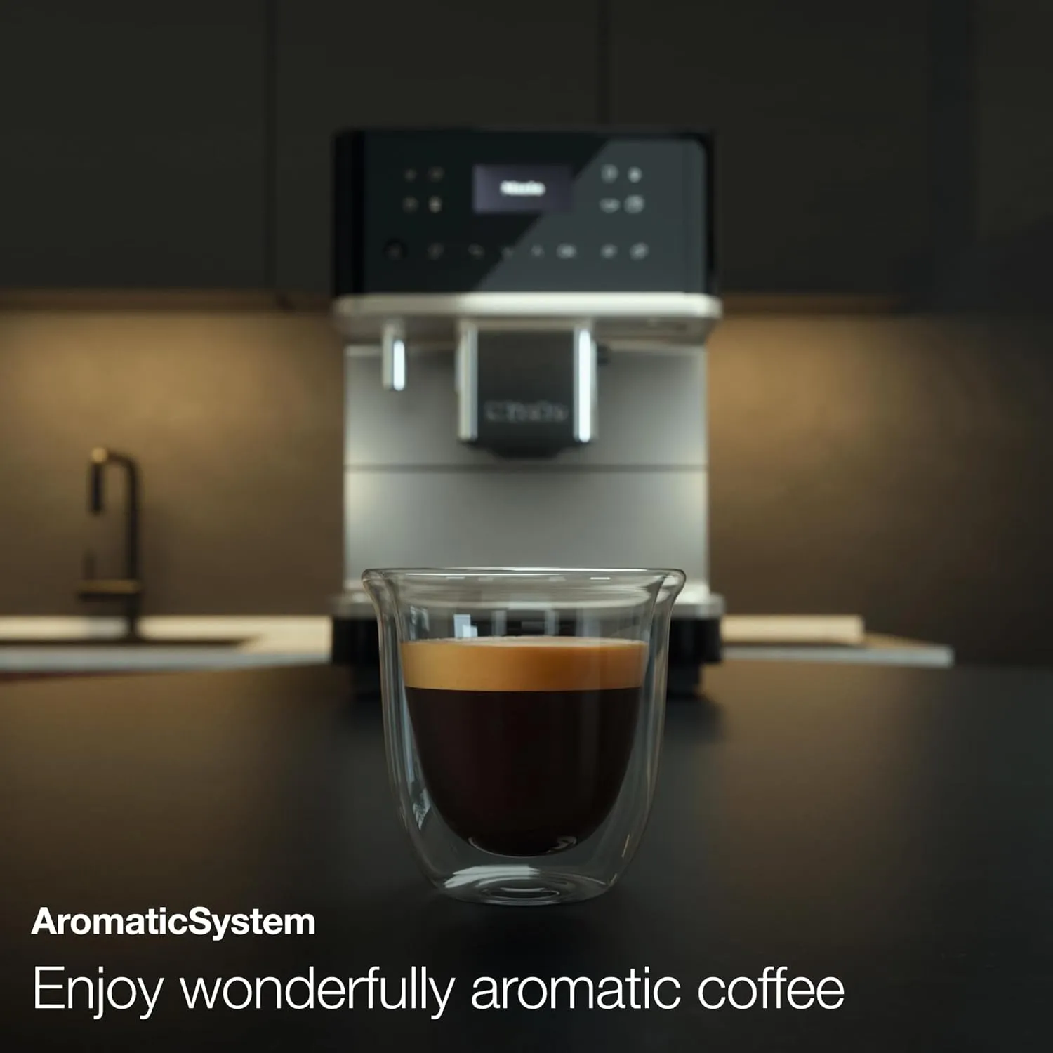 Miele CM 6360 MilkPerfection Automatic Coffee Machine - OneTouch for Two, AromaticSystem, 8 individual profiles, DoubleShot, WiFi-compatible, LED lighting, in Lotus White CleanSteel Metallic