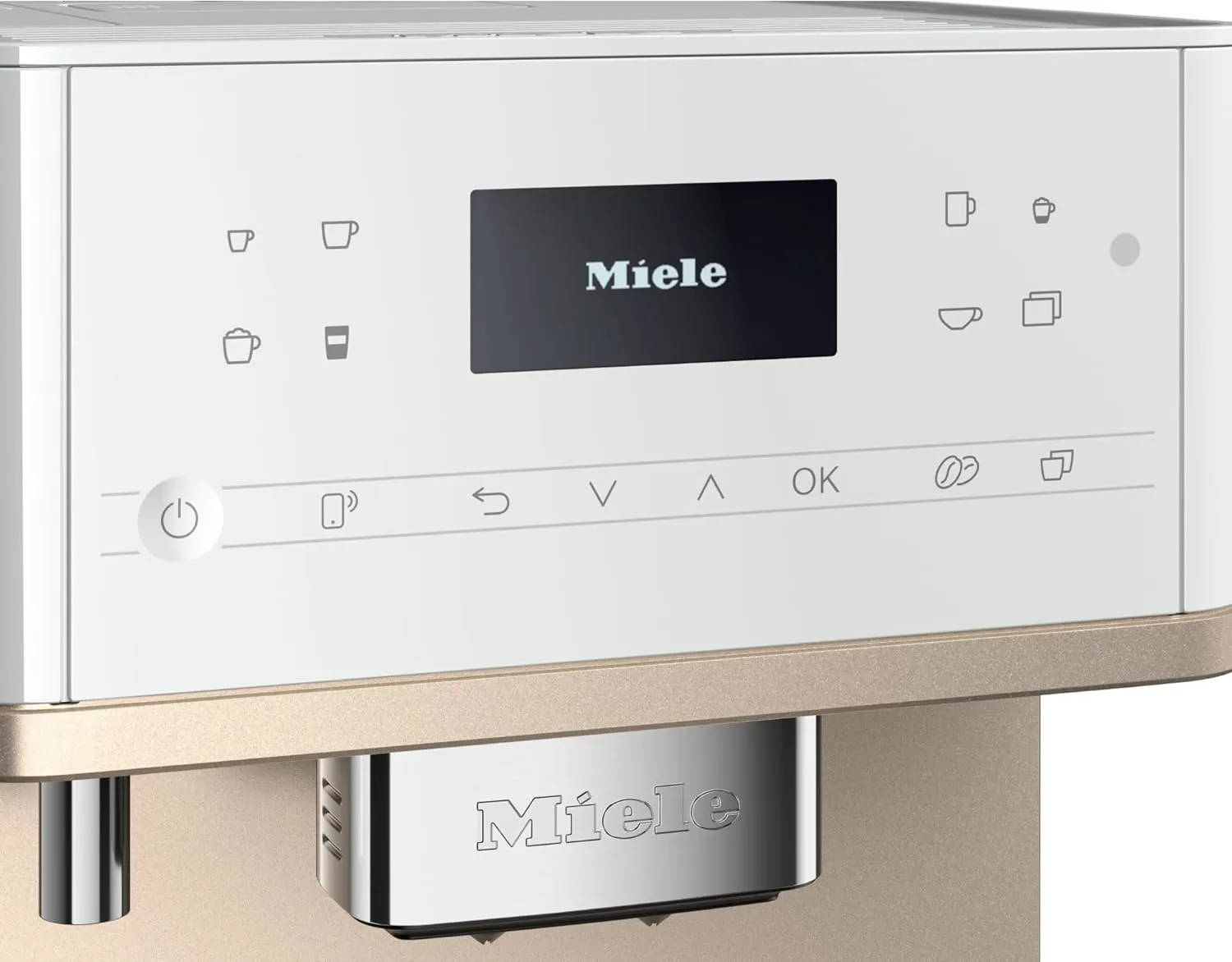Miele CM 6360 MilkPerfection Automatic Coffee Machine - OneTouch for Two, AromaticSystem, 8 individual profiles, DoubleShot, WiFi-compatible, LED lighting, in Lotus White CleanSteel Metallic