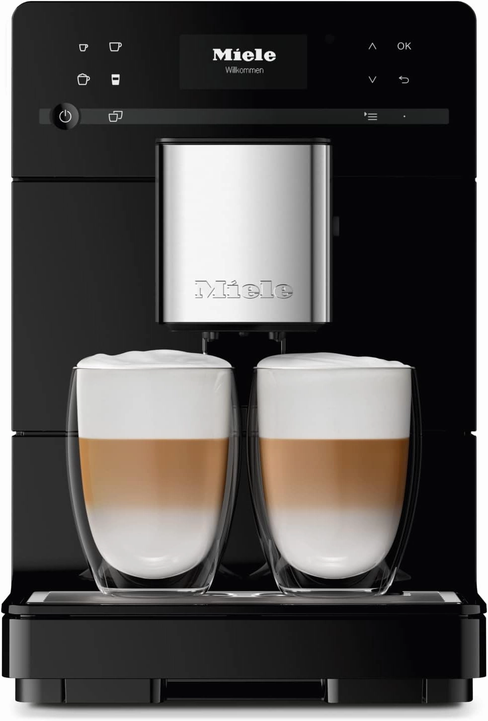 Miele CM 5310 Silence Automatic Coffee Maker - With OneTouch for Two, AromaticSystem, coffee pot, cleaning programs and more, in Obsidian Black