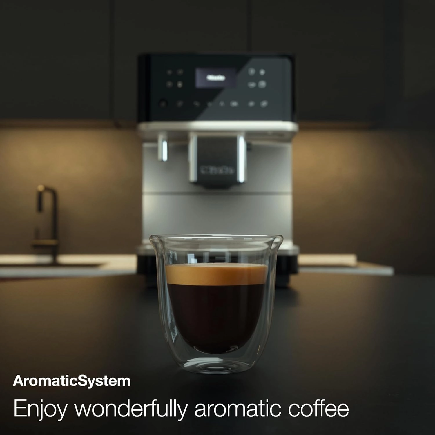 Miele CM 6360 MilkPerfection Automatic Coffee Machine - OneTouch for Two, AromaticSystem, 8 individual profiles, DoubleShot, WiFi-compatible, LED lighting, in Lotus White CleanSteel Metallic