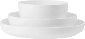 Mikasa Delray Bone China Lightweight Chip Resistant 9 Piece Dinnerware Bowl Set, Service for 3, White