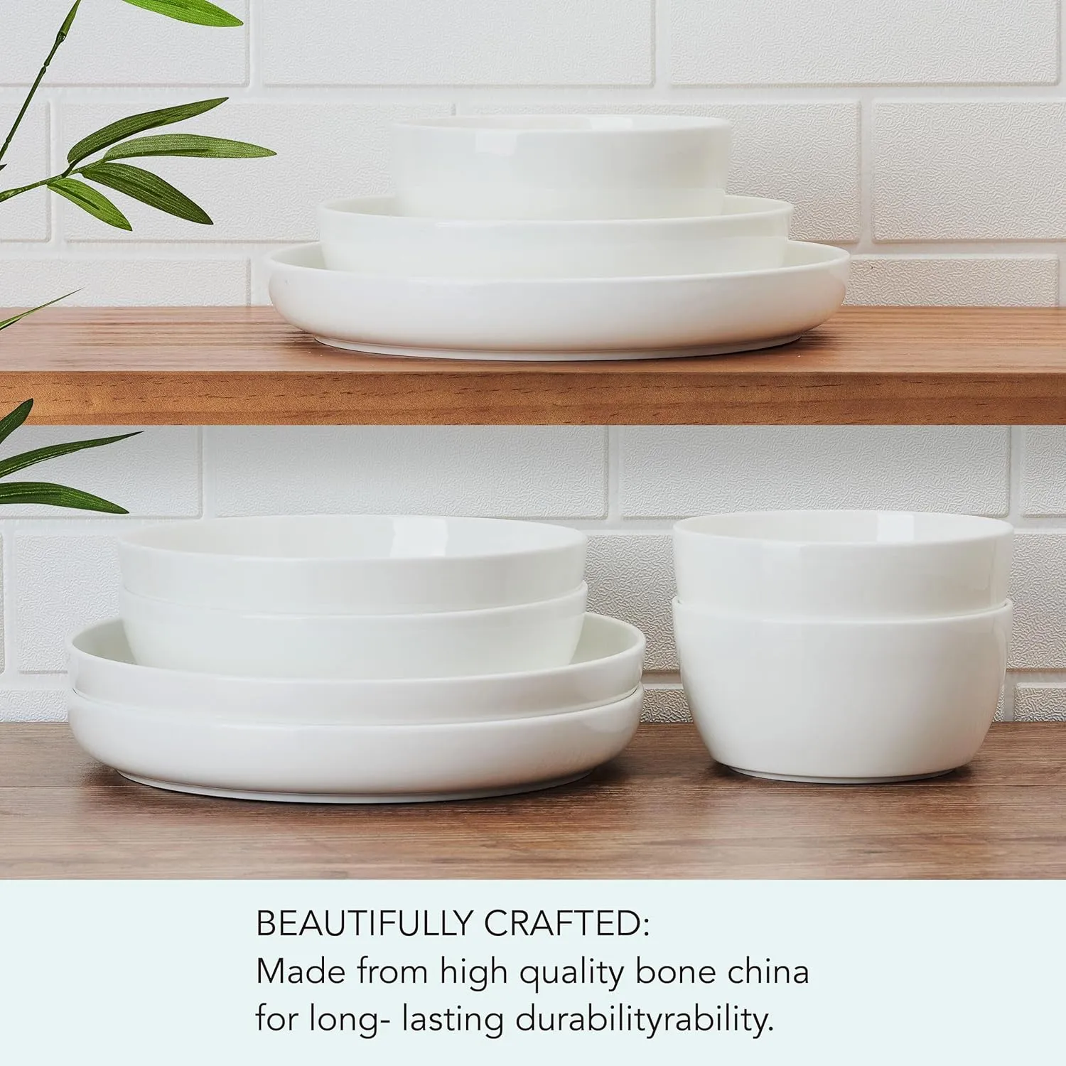 Mikasa Delray Bone China Lightweight Chip Resistant 9 Piece Dinnerware Bowl Set, Service for 3, White