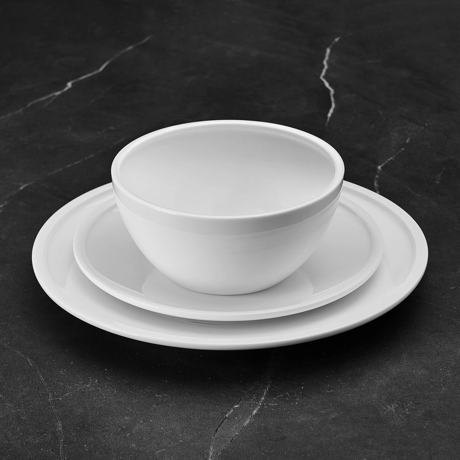 Mikasa Colter Bone China Lightweight Chip Resistant 12 Piece Dinnerware Set, Service for 4, White