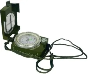 Military Style Compass with Sighting Mirror, Professional Navigation Tool, Army Green, Neck Lanyard
