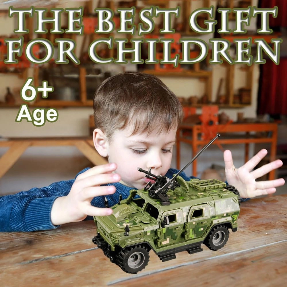 Military Armored Vehicle Building Block Set for Kids Age 6 ,Army Police Series Building Block,Car Model Toys Battle BrickGifts for Boys（3 Styles）,130 PCS