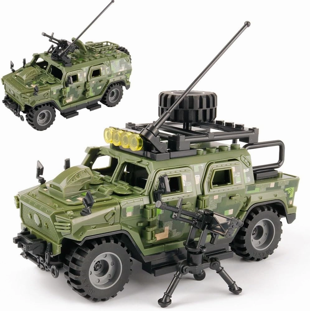 Military Armored Vehicle Building Block Set for Kids Age 6 ,Army Police Series Building Block,Car Model Toys Battle BrickGifts for Boys（3 Styles）,130 PCS