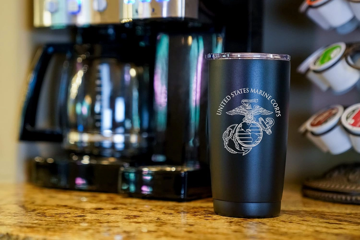 Military Gift Shop Marine Corps 20oz Insulated Tumbler-Double-Walled Stainless Steel Travel Cup-Durable & Leakproof-Disabled Vet Owned Business USMC 20oz Tumbler