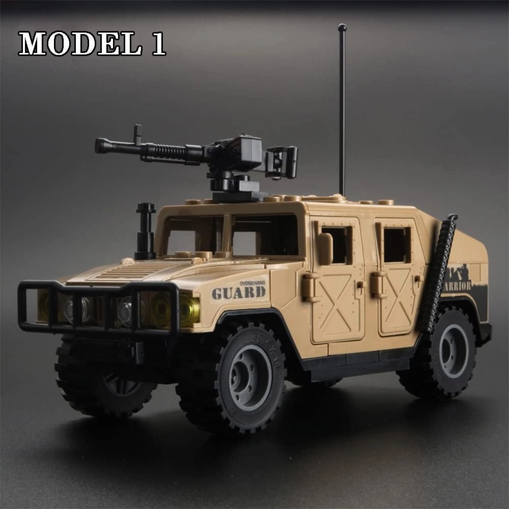 Military Vehicle Building Blocks Playsets, 4 in 1 Army Truck Building Kit, Army Vehicles Toys for Boys