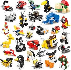 Mini Animal Building Blocks Sets 30 Pack for Boys & Girls Ages 6-12 – Kids Party Favors, Treasure Box Toys, Classroom Prizes & Goodie Bag Stuffers