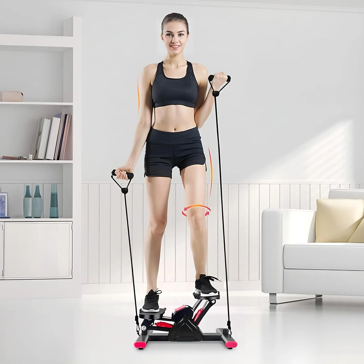 Mini Twist Stepper with LCD Display, Dual Resistance Bands for Home Fitness, Compact and Quiet Foot Stepper Machine, Supports 330 LBS, Perfect for Cardio Workouts