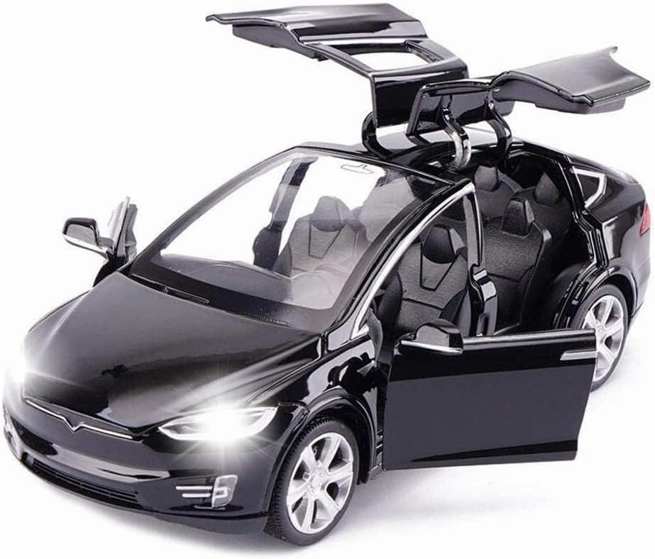 Model X Toy Car, 1:32 Zinc Alloy Model Car Pull Back Vehicles Door Opening with Light, Mini Model X Diecast Car Toy Collectible Model X90 Toy for Toddler Boys Girls
