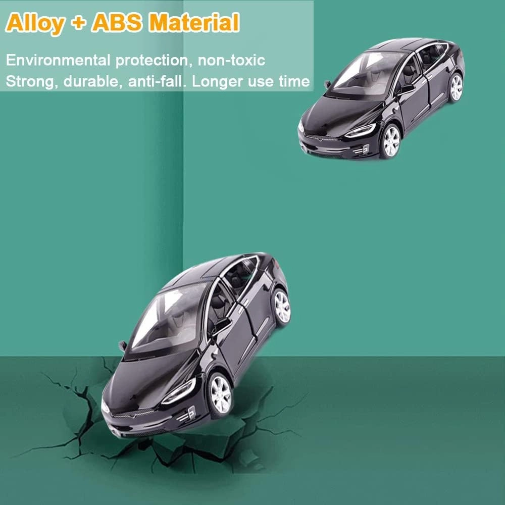 Model X Toy Car, 1:32 Zinc Alloy Model Car Pull Back Vehicles Door Opening with Light, Mini Model X Diecast Car Toy Collectible Model X90 Toy for Toddler Boys Girls