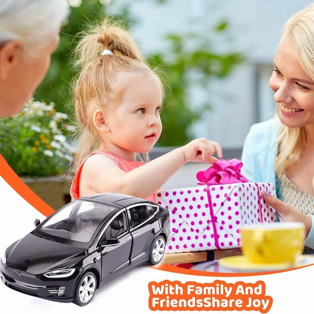 Model X Toy Car, 1:32 Zinc Alloy Model Car Pull Back Vehicles Door Opening with Light, Mini Model X Diecast Car Toy Collectible Model X90 Toy for Toddler Boys Girls