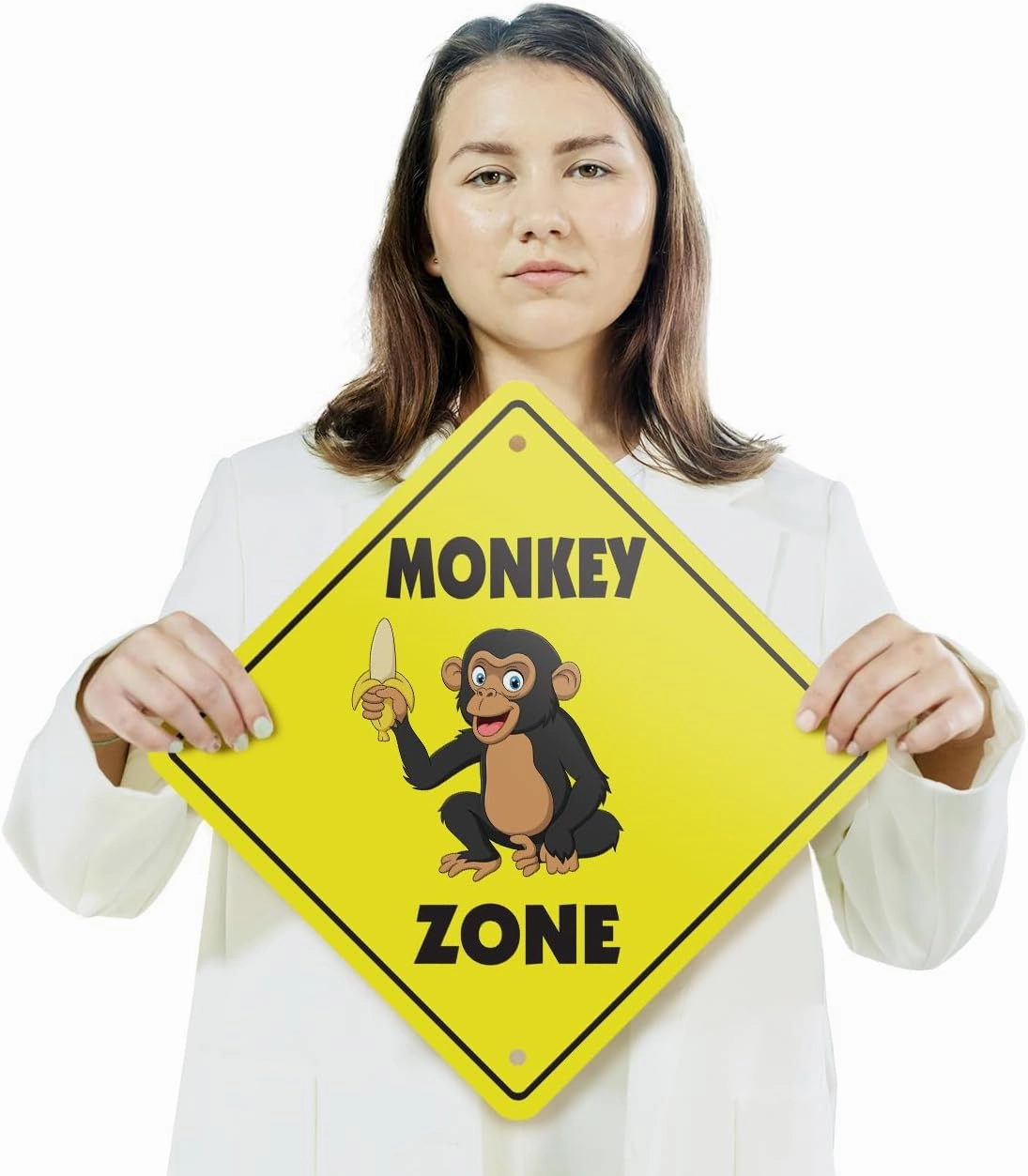 Monkey (2 Pack) Plastic Crossing Sign - 10 Inch X 10 Inch Xing Sign Gift Animal Wildlife Jungle Funny Cute Exotic Decor Nature Climbing Outdoors Playful
