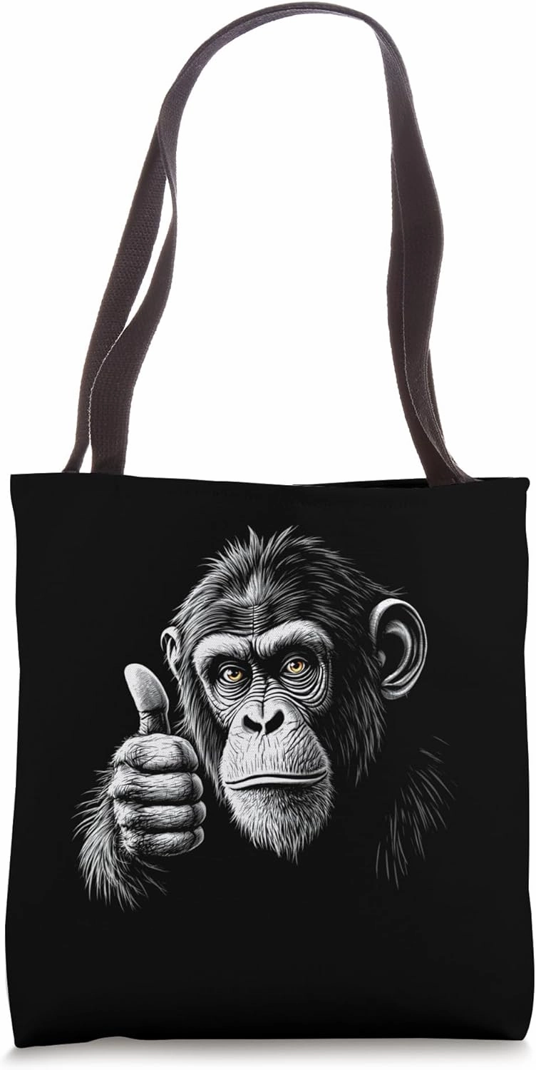 Monkey Approved Good Idea Yes! Funny Zoo Animal Art Graphic Tote Bag