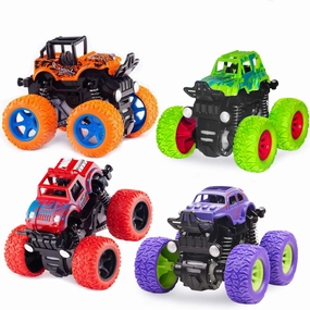 Monster Truck Toys - Friction Powered Toy Cars Push and Go Vehicles for Kids Best Christmas Birthday Party Gift for Boys Girls Aged 3 and Above 4-Pack
