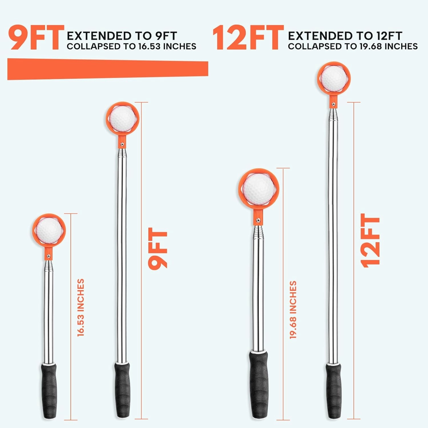 montela golf Ball Retriever Telescopic 9/12FT Golf Ball Water Retrievers Aluminum Alloy Golf Ball Grabber Golf Ball Retriever for Water Golf Accessories Golf Gift for Men