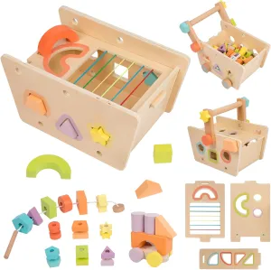 Montessori Toys for 3  Years Old | 64 PCS Wooden Building Blocks in 12 Colors with Pull Car, Shape Sorter & Stacking for STEM Learning |Wooden Storage Box for Fine Motor Skills Gifts for Boys Grils