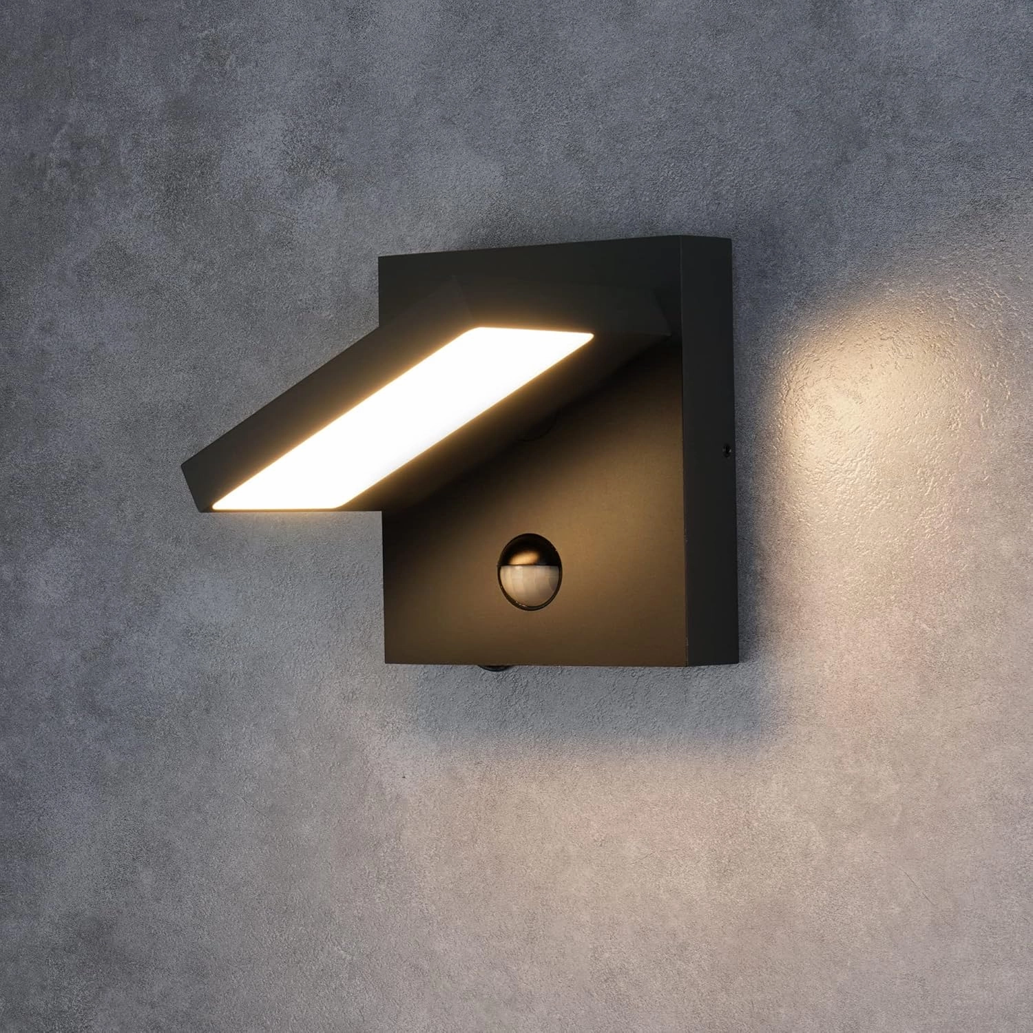 Motion Sensor Ourdoor Wall Sconce Light LED Exterior Light Fixture Black Modern Front Porch Light Wall Mount Lamp IP54 Waterproof for House Garden Garage Patio,3000K 650LM