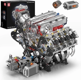 Mould King 10219 V8 Engine Model Kit That Works - Build Your Own Realistic V8 Engine with Battery-Powered Motor, Perfect for Home or Office Décor, Educational STEM Toy for Car Enthusiasts(2718 PCS)